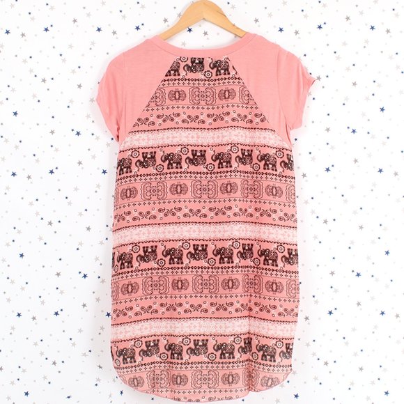 Elephant Print Back Top Tee Light Coral Pink - Picture 7 of 7